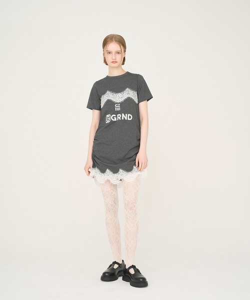 Nora Lily elle（ノラリリーエル）の「【Nora Lily】「elle」Lingerie Hybrid Logo Tee Dress（Tシャツ/カットソー・レディース・ホワイト/ヘザーグレー・FREE）」の11枚目の写真