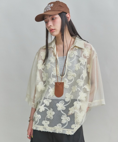 セール】【ZOZO限定】FLOWER MESH TOPS（シャツ/ブラウス