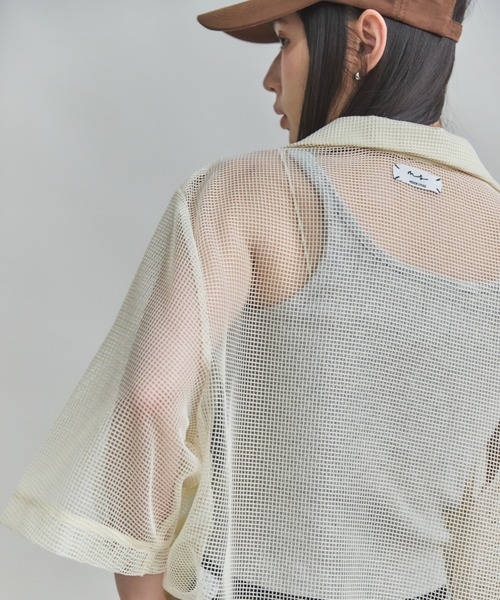 MIRROR STOKE(ミラーストーク)の「【ZOZO限定】FLOWER MESH TOPS/フラワーメッシュトップス(シャツ/ブラウス・レディース・ブラック/アイボリー・MEDIUM)」の15枚目の写真