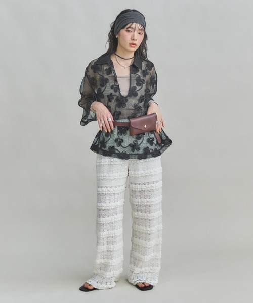 ブラウス シャツ 「ZOZO限定」FLOWER MESH TOPS レディース セール】【ZOZO限定】FLOWER MESH TOPS（シャツ/ブラウス