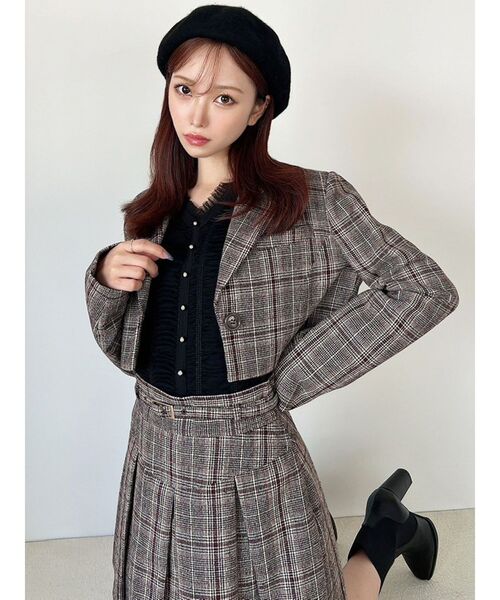 クロップドジャケット【セットアップ着用可能】（テーラードジャケット