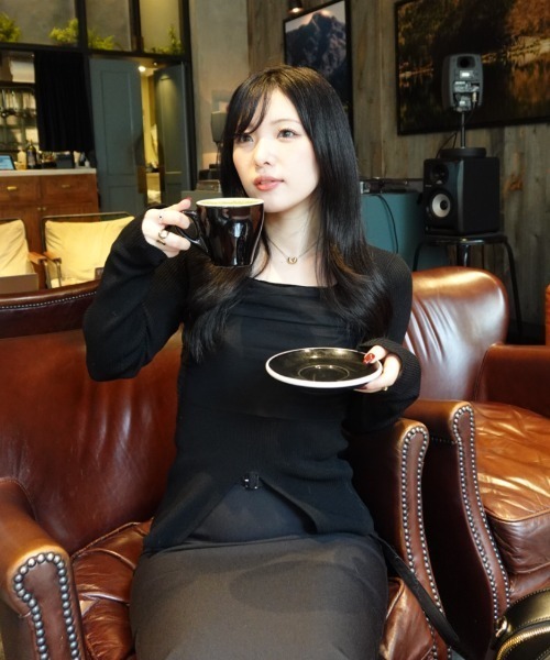 SENEE（セニー）の「square decollete tulle knit tops（スクエア