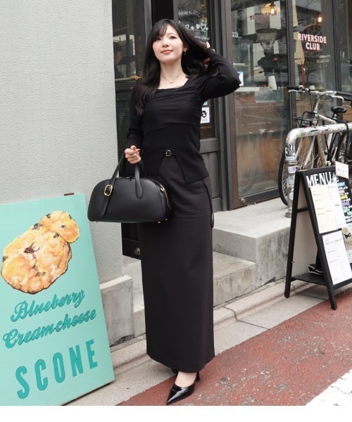 square decollete tulle knit tops（スクエアデコルテチュールニット