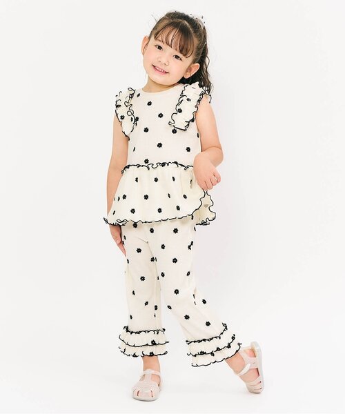 apres les cours（アプレレクール）の「【セットアップ可/ジュニア対応】ワッフルフリルメローレギンス（レギンス/スパッツ・キッズ・イエロー/アイボリー・130/120/110/100/90/80）」の4枚目の写真