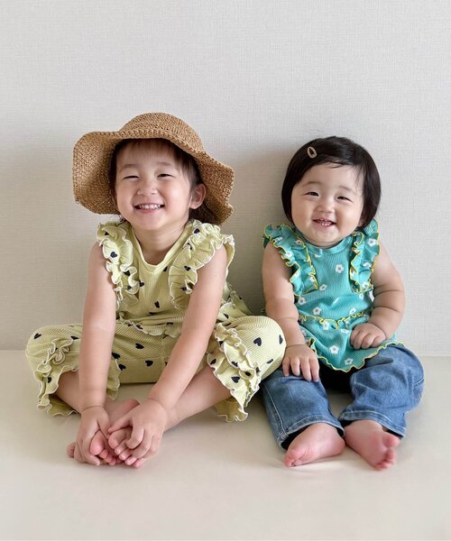 apres les cours（アプレレクール）の「【セットアップ可/ジュニア対応】ワッフルフリルメローレギンス（レギンス/スパッツ・キッズ・イエロー/アイボリー・130/120/110/100/90/80）」の10枚目の写真