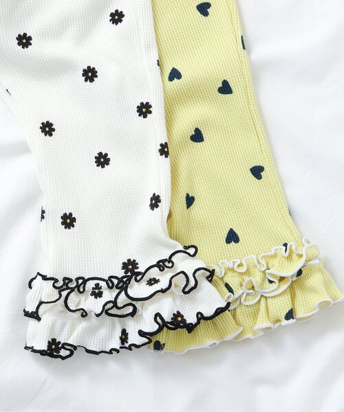 apres les cours（アプレレクール）の「【セットアップ可/ジュニア対応】ワッフルフリルメローレギンス（レギンス/スパッツ・キッズ・イエロー/アイボリー・130/120/110/100/90/80）」の12枚目の写真