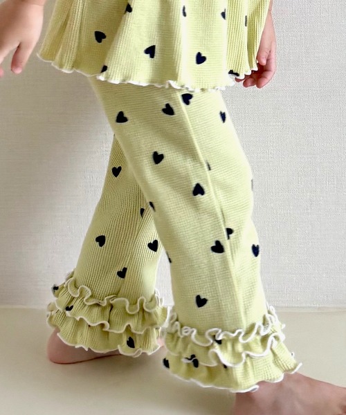 apres les cours（アプレレクール）の「【セットアップ可/ジュニア対応】ワッフルフリルメローレギンス（レギンス/スパッツ・キッズ・イエロー/アイボリー・130/120/110/100/90/80）」の2枚目の写真