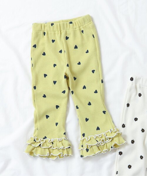 apres les cours（アプレレクール）の「【セットアップ可/ジュニア対応】ワッフルフリルメローレギンス（レギンス/スパッツ・キッズ・イエロー/アイボリー・130/120/110/100/90/80）」の3枚目の写真