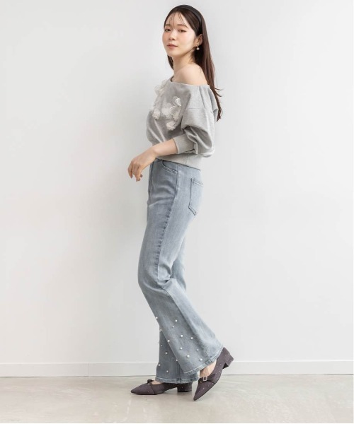 RANDA（ランダ）の「フラワーオフショルスウェット（Tシャツ/カットソー・レディース・ベージュ/ホワイト/グレー・FREE/FT）」の8枚目の写真
