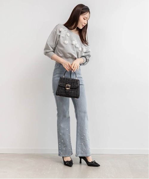 RANDA（ランダ）の「フラワーオフショルスウェット（Tシャツ/カットソー・レディース・ベージュ/ホワイト/グレー・FREE/FT）」の12枚目の写真