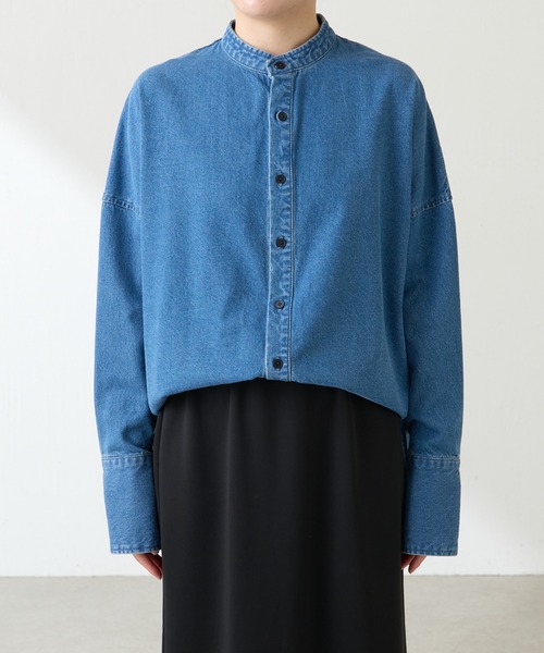 COLLAGE GALLARDAGALANTE(コラージュガリャルダガランテ)の「Q.anos/デニムシャツジャケット/WEB限定カラー展開(シャツ/ブラウス・レディース・インディゴブルー/ブルー/ブラック・FREE)」の4枚目の写真