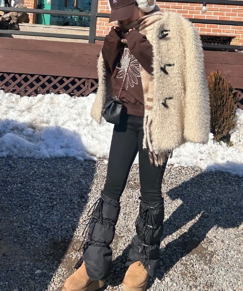 ipugo（イプゴ）の「ipugo  ダウンレッグウォーマー（レッグウォーマー・レディース・ブラック/グレー・FREE）」の11枚目の写真