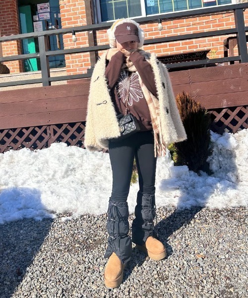 ipugo（イプゴ）の「ipugo  ダウンレッグウォーマー（レッグウォーマー・レディース・ブラック/グレー・FREE）」の12枚目の写真