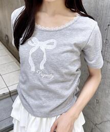 レース付きリボンTシャツ