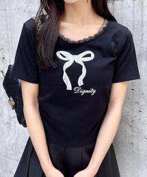 レース付きリボンTシャツ