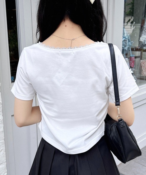 INGNI(イング)の「レース付きリボンTシャツ(Tシャツ/カットソー・レディース・ピンク/ブラック/オフホワイト/グレー・M)」の15枚目の写真