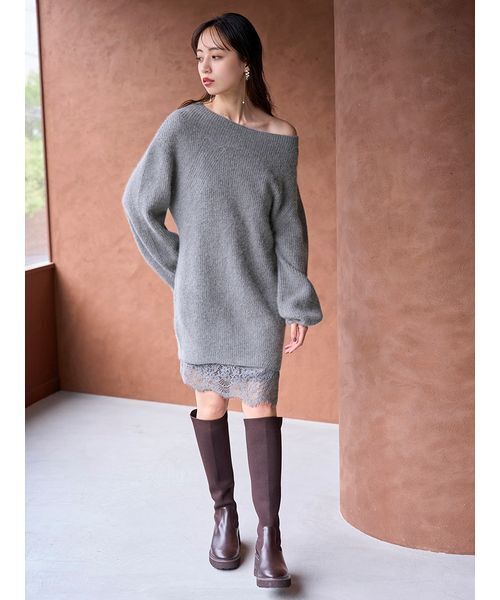 SNIDEL（スナイデル）の「ニットセットキャミミニワンピース（ワンピース・レディース・ミント/グレー/アイボリー・F）」の7枚目の写真