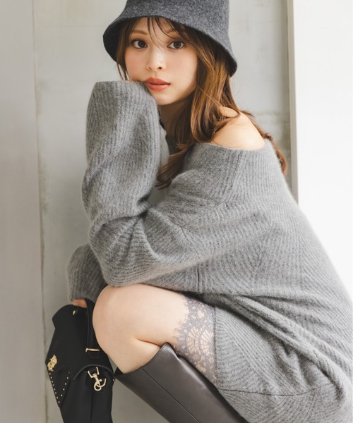 SNIDEL（スナイデル）の「ニットセットキャミミニワンピース（ワンピース・レディース・ミント/グレー/アイボリー・F）」の4枚目の写真