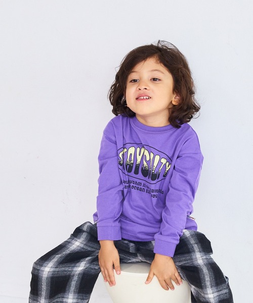 LSP WOW（エルエスピーワオ）の「【LSP WOW!】カラバリプリントロンＴ（Tシャツ/カットソー・キッズ・オフホワイト/ライトグレー/ブラウン/チャコール/グリーン/レッド/パープル/マスタード/オレンジ/ベージュ/ネイビー/ライトピンク/カーキ/ブラック/ブルー・130/120/110/100/90/80/150/140）」の11枚目の写真