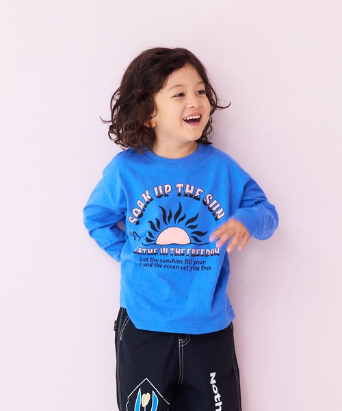 LSP WOW（エルエスピーワオ）の「【LSP WOW!】カラバリプリントロンＴ（Tシャツ/カットソー・キッズ・オフホワイト/ライトグレー/ブラウン/チャコール/グリーン/レッド/パープル/マスタード/オレンジ/ベージュ/ネイビー/ライトピンク/カーキ/ブラック/ブルー・130/120/110/100/90/80/150/140）」の10枚目の写真