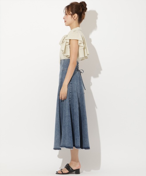 AND COUTURE(アンドクチュール)の「ギンガムサッカーフリルブラウス(シャツ/ブラウス・レディース・ブルー系その他/ブラック系その他/グリーン系その他・FREE)」の10枚目の写真