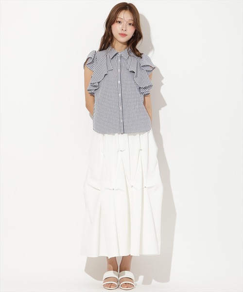 AND COUTURE(アンドクチュール)の「ギンガムサッカーフリルブラウス(シャツ/ブラウス・レディース・ブルー系その他/ブラック系その他/グリーン系その他・FREE)」の19枚目の写真