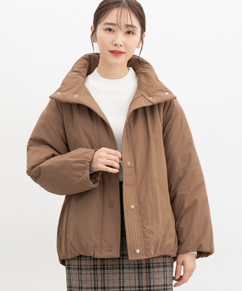 Honeys（ハニーズ）の「【非フッ素撥水加工】スタンド中綿ブルゾン（ブルゾン・レディース・チャコール/アイボリー/ダークベージュ/ブラック/ライトカーキ・S/M/LL/L）」の4枚目の写真