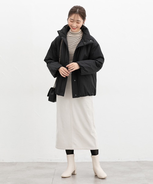 Honeys（ハニーズ）の「【非フッ素撥水加工】スタンド中綿ブルゾン（ブルゾン・レディース・チャコール/アイボリー/ダークベージュ/ブラック/ライトカーキ・S/M/LL/L）」の16枚目の写真