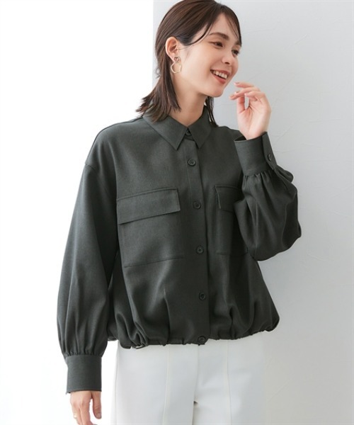 7days Life Styling（セブンデイズライフスタイリング）の「ウール調裾スピンドルシャツ（しわになりにくい・洗濯機OK）<大きいサイズ有>（シャツ/ブラウス・レディース・チャコール/チェック・3L/LL/L/M/S）」の2枚目の写真