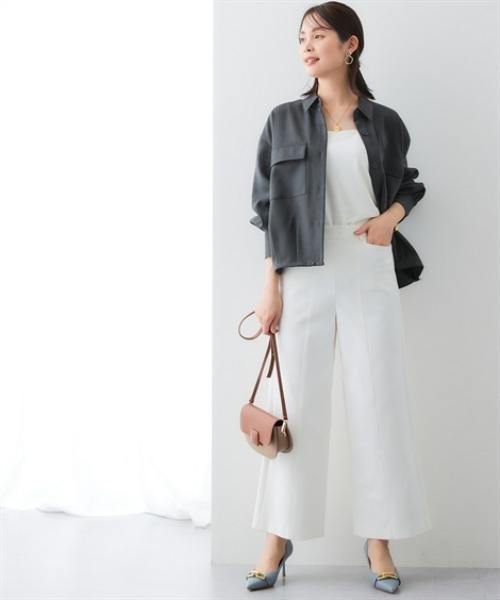 7days Life Styling（セブンデイズライフスタイリング）の「ウール調裾スピンドルシャツ（しわになりにくい・洗濯機OK）<大きいサイズ有>（シャツ/ブラウス・レディース・チャコール/チェック・3L/LL/L/M/S）」の5枚目の写真