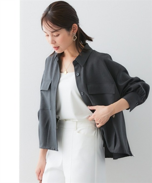 7days Life Styling（セブンデイズライフスタイリング）の「ウール調裾スピンドルシャツ（しわになりにくい・洗濯機OK）<大きいサイズ有>（シャツ/ブラウス・レディース・チャコール/チェック・3L/LL/L/M/S）」の6枚目の写真