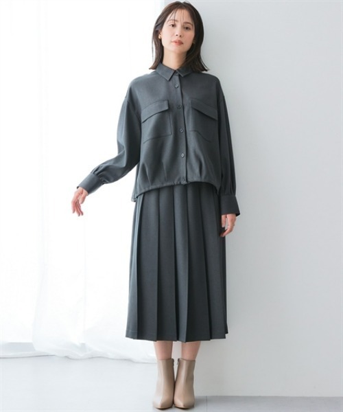 7days Life Styling（セブンデイズライフスタイリング）の「ウール調裾スピンドルシャツ（しわになりにくい・洗濯機OK）<大きいサイズ有>（シャツ/ブラウス・レディース・チャコール/チェック・3L/LL/L/M/S）」の7枚目の写真