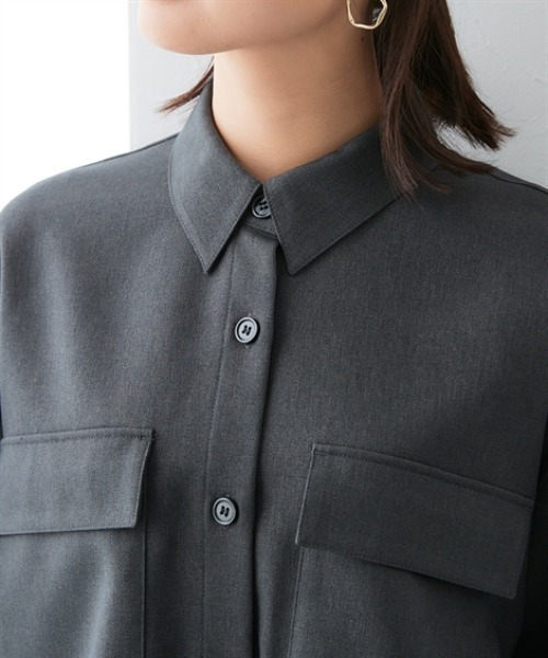 7days Life Styling（セブンデイズライフスタイリング）の「ウール調裾スピンドルシャツ（しわになりにくい・洗濯機OK）<大きいサイズ有>（シャツ/ブラウス・レディース・チャコール/チェック・3L/LL/L/M/S）」の16枚目の写真