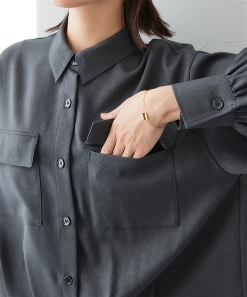 7days Life Styling（セブンデイズライフスタイリング）の「ウール調裾スピンドルシャツ（しわになりにくい・洗濯機OK）<大きいサイズ有>（シャツ/ブラウス・レディース・チャコール/チェック・3L/LL/L/M/S）」の17枚目の写真