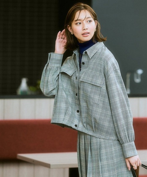 7days Life Styling（セブンデイズライフスタイリング）の「ウール調裾スピンドルシャツ（しわになりにくい・洗濯機OK）<大きいサイズ有>（シャツ/ブラウス・レディース・チャコール/チェック・3L/LL/L/M/S）」の8枚目の写真