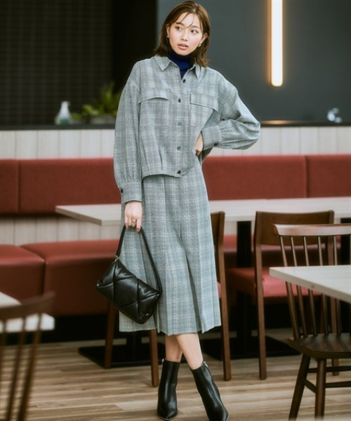 7days Life Styling（セブンデイズライフスタイリング）の「ウール調裾スピンドルシャツ（しわになりにくい・洗濯機OK）<大きいサイズ有>（シャツ/ブラウス・レディース・チャコール/チェック・3L/LL/L/M/S）」の9枚目の写真