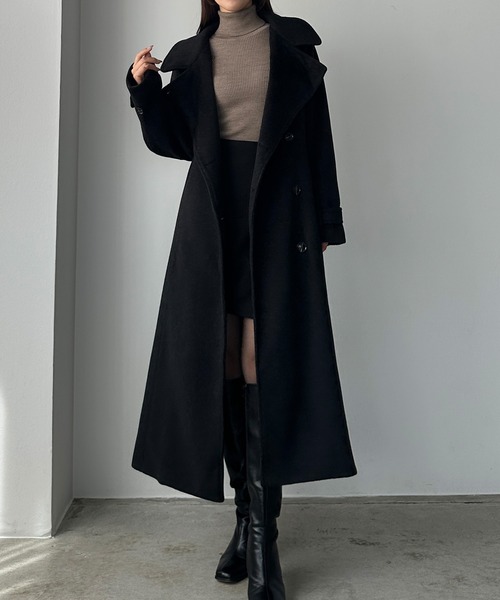 ⭐︎新品⭐︎フラーネ　Frene 袖フレアパールボンディングコート　同型 セール】2wayハイネックウールライクウエストシェイプフレアコート