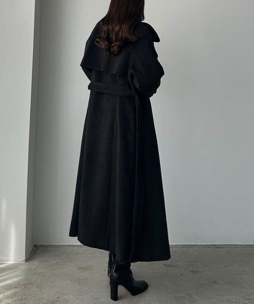 セール】2wayハイネックウールライクウエストシェイプフレアコート
