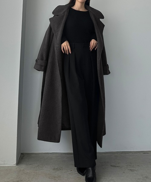 セール】2wayハイネックウールライクウエストシェイプフレア