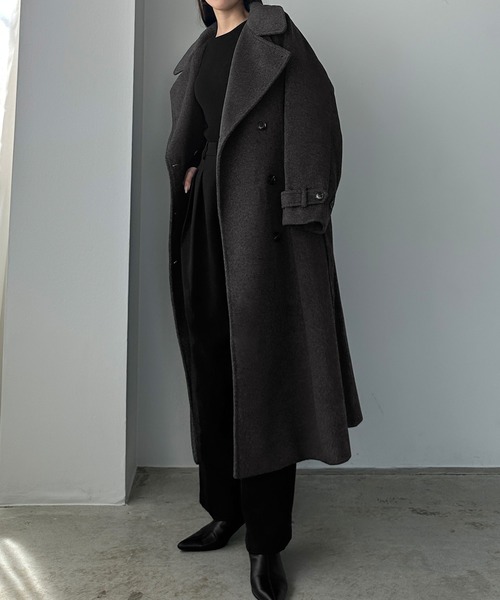 セール】2wayハイネックウールライクウエストシェイプフレアコート