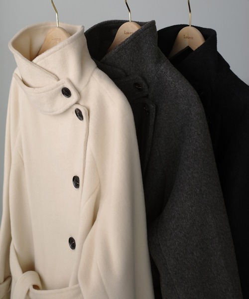 セール】2wayハイネックウールライクウエストシェイプフレアコート