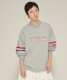 THE TOE グレー Vネック 長袖トップス THE TOE グレー Vネック 長袖