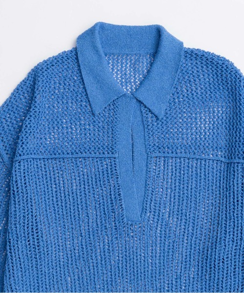 MAISON SPECIAL（メゾンスペシャル）の「Boucle Mesh Knit Pullover/ブークレーメッシュニット（ニット/セーター・レディース・ボルドー/ブルー/ブラック・FREE）」の4枚目の写真