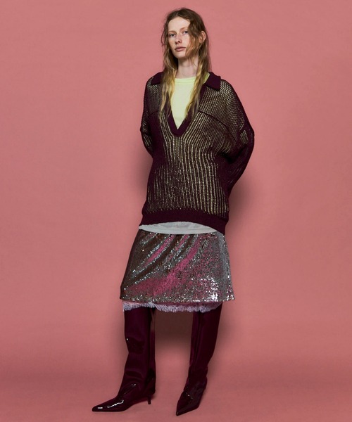 MAISON SPECIAL（メゾンスペシャル）の「Boucle Mesh Knit Pullover/ブークレーメッシュニット（ニット/セーター・レディース・ボルドー/ブルー/ブラック・FREE）」の10枚目の写真