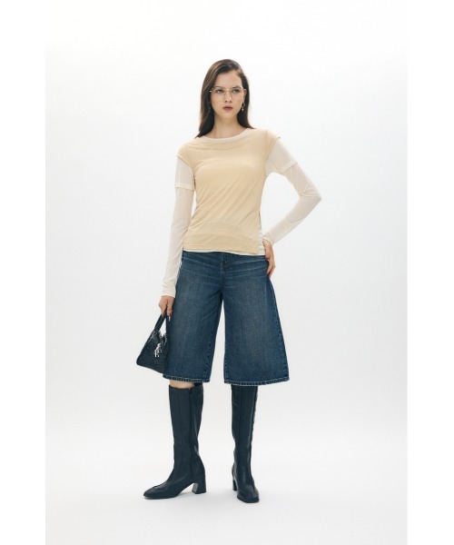 MOUSSY(マウジー)の「PALETTE LAYER Tシャツ(Tシャツ/カットソー・レディース・オフホワイト/ライトブラック・FREE)」の6枚目の写真
