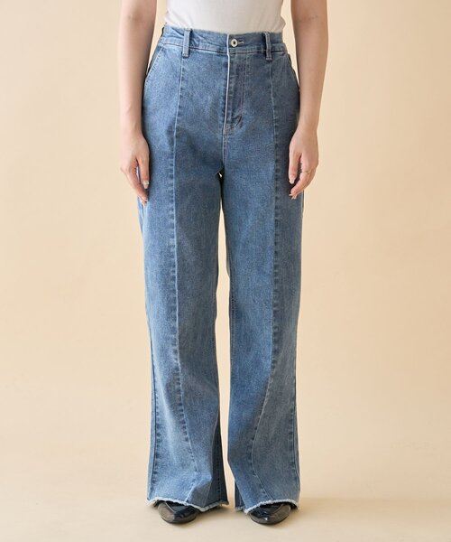 nane】《サイズ展開有》ストレッチデニムフレアーパンツ（デニムパンツ