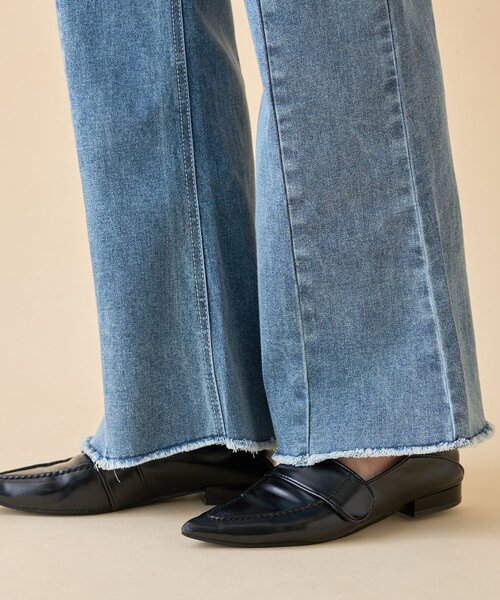 セール】【nane】《サイズ展開有》ストレッチデニムフレアーパンツ