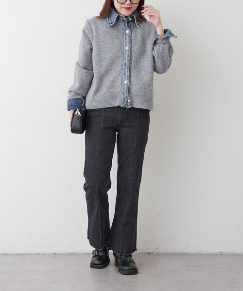 Remind me and forever（リマインドミーアンドフォーエバー）の「【nane】《サイズ展開有》ストレッチデニムフレアーパンツ（デニムパンツ・レディース・ブラック/その他/ワンウォッシュ・MEDIUM/LARGE/SMALL）」の7枚目の写真