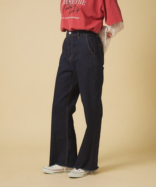 セール】【nane】《サイズ展開有》ストレッチデニムフレアーパンツ