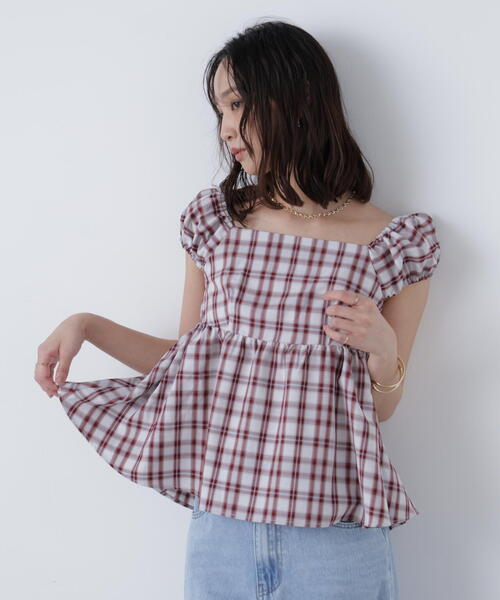 FREE'S MART（フリーズマート）の「〈ＭＦＭ〉チェックシャーリングチュニックブラウス（シャツ/ブラウス・レディース・ブルー系その他/レッド系その他・FREE）」の2枚目の写真
